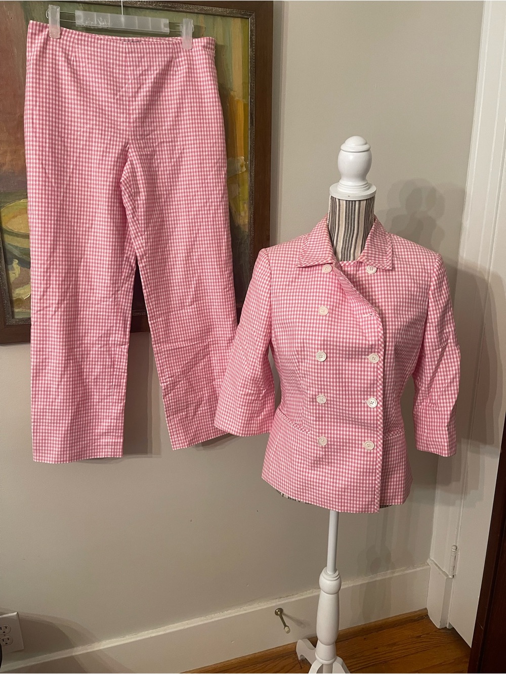 Brooks Brothers Pink Gingham Double-Breasted Blazer & Pants
